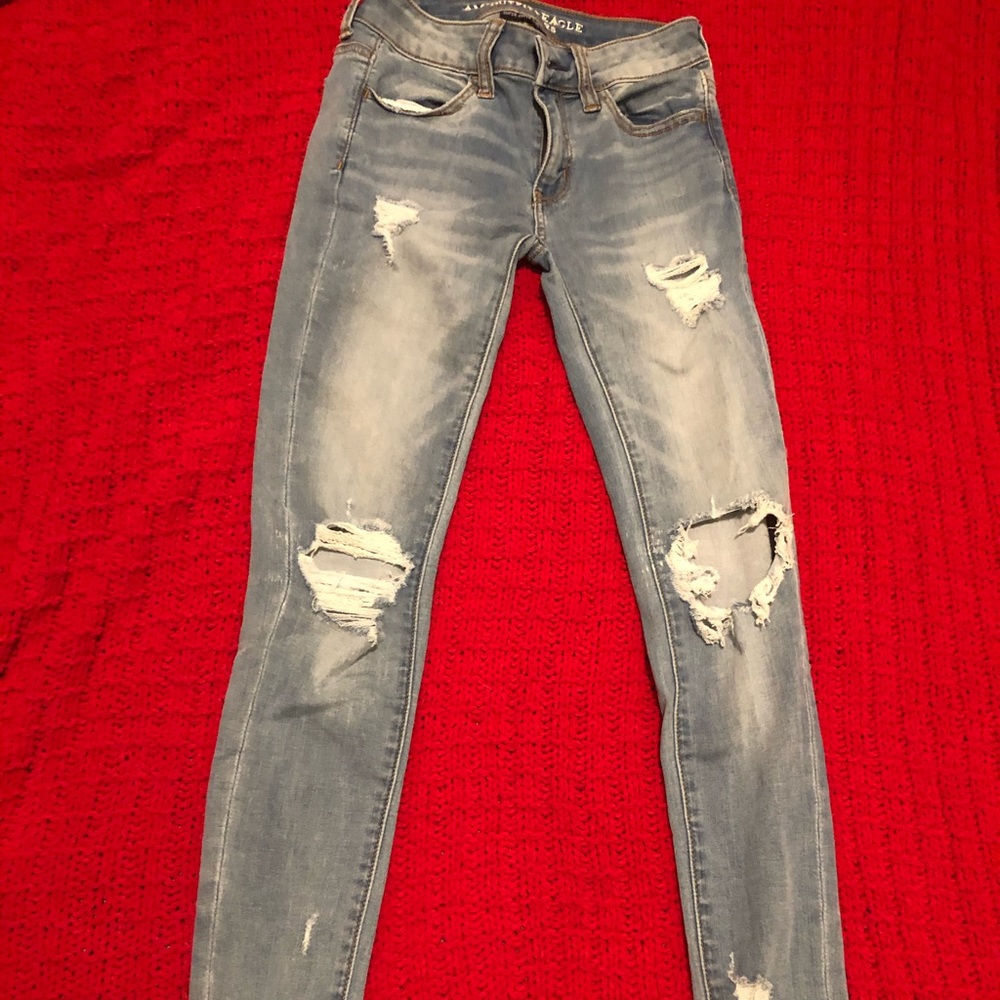 Distressed skinny jeans from American eagle